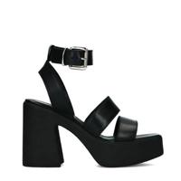 Sacha leren plateau sandalettes zwart