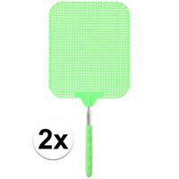 2x Vliegenmepper groen uitschuifbaar 76 cm   -