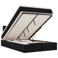 vidaXL Ottoman bed met matras en LED's 120x200 cm stof zwart, bed, ottoman bed, onderbed met opbergruimte, bed met opbergruimte, gestoffeerd bed