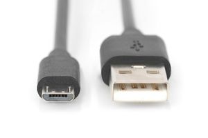 Digitus 1.8m, USB2.0-A/USB2.0 micro-B USB-kabel 1,8 m USB A Micro-USB B Zwart