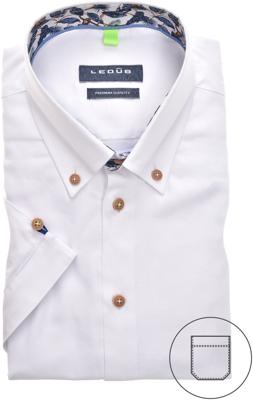 Ledȗb Heren Overhemd Korte Mouwen Spierwit Print Contrast Slim Fit Ledȗb Heren Overhemd Korte Mouwen Spierwit Print Contrast Slim Fit