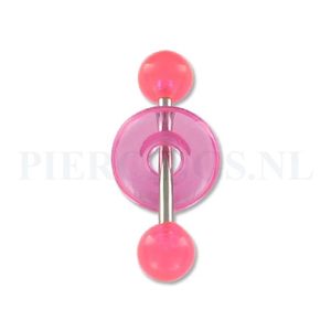 Tongpiercing acryl met donut roze