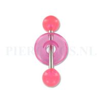 Tongpiercing acryl met donut roze