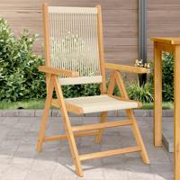 Tuinstoelen 2 st massief acaciahout en polypropeen beige