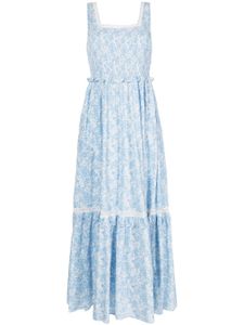 LoveShackFancy robe en coton Brentlin à fleurs - Bleu