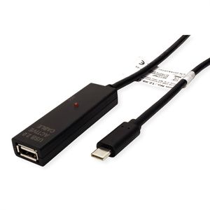 VALUE USB 2.0 Verleng kabel met actieve Repeater, A - C, zwart, 20 m