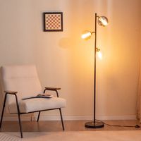 Moderne Vloerlamp Staande Lamp met 3 Kappen Verzwaarde Voet Voetschakelaar E27 Lampvoet Staande Boomlamp voor Thuis