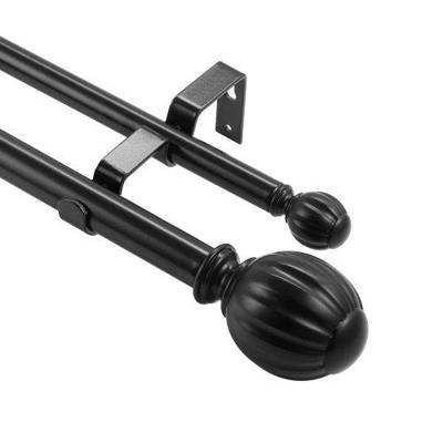 VEVOR 2-rail gordijnroedes, 92-183 cm verstelbare gordijnroedes met afgeronde bolkop en beugels - Decoratieve raamdecoratie voor woonkamer, slaapkamer, raam / Zwart