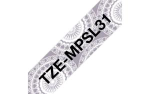 Labeltape met patroon Brother TZe, TZ TZe-MPSL31 Tapekleur: Wit (met zilveren motief) Tekstkleur:Zwart 12 mm 4 m