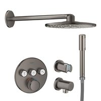 GROHE Grohtherm SmartControl Regendoucheset Inbouw - inbouwboxen - hoofddouche rond - staaf handdouche - geborsteld hard graphite SW105953 SW108085 SW484601 SW225090 SW98893 SW9890