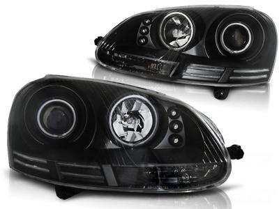 Tuning-Tec Koplampen dual halo rims voor VW GOLF 5 10 03-09 ANGEL EYES CCFL ZWART