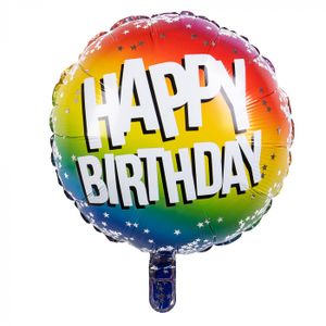 Folieballon Happy Birthday Sterretjes Rainbow (45cm)