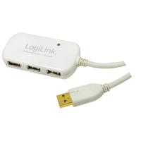 LogiLink USB-kabel USB 2.0 USB-A stekker, USB-A bus 12.00 m Wit Vergulde steekcontacten, UL gecertificeerd UA0108 - thumbnail