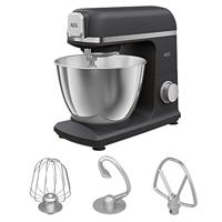 AEG KM5-1-4BPT Keukenmachine / + accessoires / 1200 W / 6 snelheden/pulsfunctie/planetair roermechanisme / 6,1 kg/volledig metalen behuizing / 5 l roestvrijstalen mengkom/mat zwart
