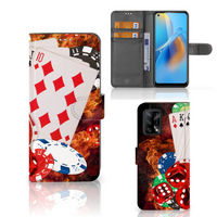 OPPO A74 4G Wallet Case met Pasjes Casino - thumbnail