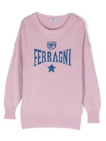 Chiara Ferragni Kids sweat rayé à logo intarsia - Rose - thumbnail