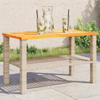 Tuintafel 70x38x42 cm poly rattan en acaciahout beige - thumbnail