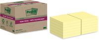 Post-it Super Sticky Notes Recycled, 70 vel, ft 76 x 76 mm, geel, pak van 12 blokken - thumbnail