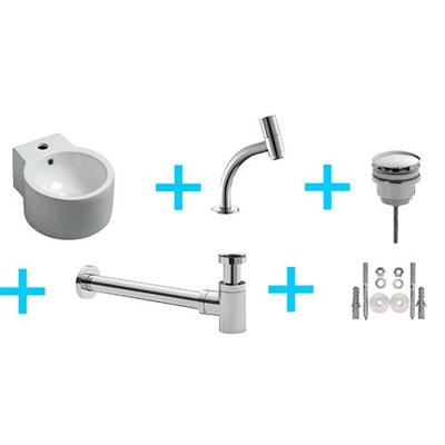 Fonteinset Kronos Rond 35x28x16cm Keramiek Glans Wit Chroom Toiletkraan Sifon Clickwaste Bevestigingsset Fonteinset Kronos Rond 35x28x16cm Keramiek Glans Wit Chroom Toiletkraan Sifon Clickwaste Bevestigingsset