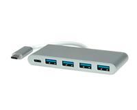 ROLINE USB 3.2 Gen 1 Hub, 4-voudig, type C aansluitkabel met 1 PD Port