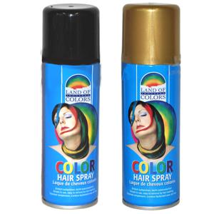 Set van 2x kleuren carnaval haarverf/haarspray van 111 ml - Zwart en Goud