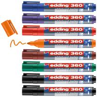 Edding 360 4-360-8-S2999 Whiteboardmarkerset Zwart, Rood, Blauw, Groen, Oranje, Bruin, Violet 8 stuk(s)