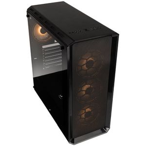 Kolink Levante V2 ARGB Midi-tower Behuizing, Gaming-behuizing Zwart 4 voorgeïnstalleerde LED-ventilators, Zijvenster, Stoffilter