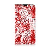 Mobiel BookCase iPhone 13 Mini Angel Skull Rood