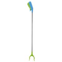 Afvalgrijper voor kinderen - 12x - 77 cm - groen/blauw