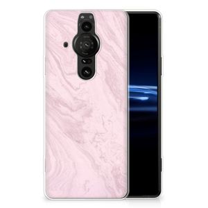 Sony Xperia Pro-I TPU Siliconen Hoesje Marble Pink - Origineel Cadeau Vriendin