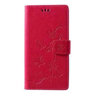 Shop4 - Motorola Moto G7 Plus Hoesje - Wallet Case Bloemen Vlinder Roze