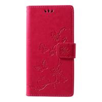 Shop4 - Motorola Moto G7 Plus Hoesje - Wallet Case Bloemen Vlinder Roze