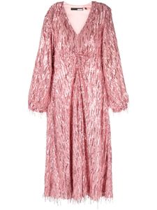 ROTATE BIRGER CHRISTENSEN robe longue frangée à sequins - Rose