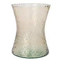 Bloemenvaas Dion - beige transparant glas - D16 x H20 cm - decoratieve vaas - bloemen/takken