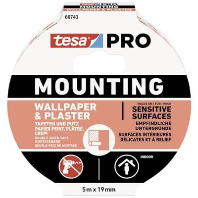 tesa Mounting PRO behang & pleisterwerk 66743-0001-00 montageband, 5 m x 19 mm, 1 stuks, wit