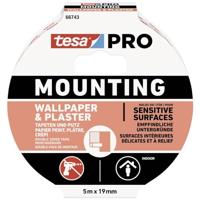 tesa Mounting PRO behang & pleisterwerk 66743-0001-00 montageband, 5 m x 19 mm, 1 stuks, wit