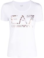 Ea7 Emporio Armani t-shirt métallisé à logo imprimé - Blanc