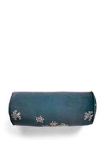 ESSENZA Rolkussen Lauren Indigo blauw,22x50 cm, 100% polyester velvet, Bloemen