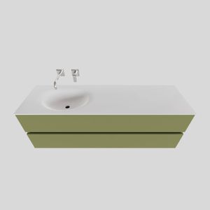 Badkamermeubel Solid Surface BWS Stockholm 150x46 cm Links Mat Groen (zonder kraangat)