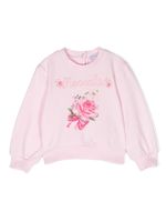 Monnalisa sweat strassé à fleurs - Rose