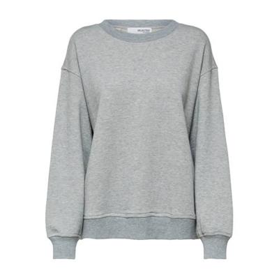 SELECTED FEMME gemêleerde sweater SLFSTASIE van biologisch katoen grijs melange SELECTED FEMME gemêleerde sweater SLFSTASIE van biologisch katoen grijs melange