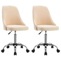 vidaXL Kantoorstoelen met wieltjes 2 st stof crème