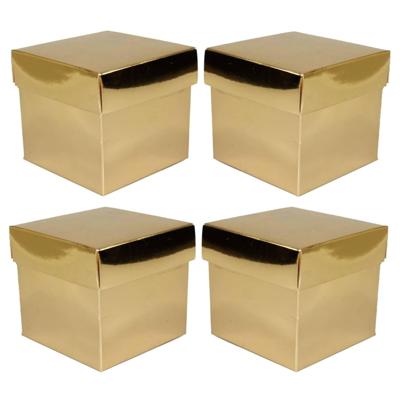 Luxe cadeaudoosje met deksel - 6x - goud metallic - 10 x 10 x 10 cm - vierkant