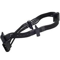 SilverStone SST-PP07-BTSB - Voedingsverlengkabel 30cm Molex naar 4x SATA, zwart