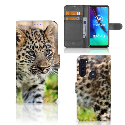 Motorola Moto G Pro Telefoonhoesje met Pasjes Baby Luipaard Motorola Moto G Pro Telefoonhoesje met Pasjes Baby Luipaard