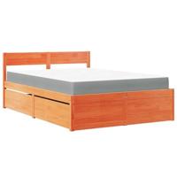 vidaXL Bed met lades en matras massief grenenhout wasbruin 120x200 cm, bed, bed ombouw, tweepersoonsbed, bedbodem, slaapkamermeubel, 2 persoonsbed