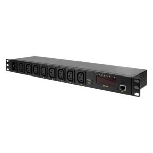 LogiLink PDU8P01 19 inch Stekkerdoos voor patchkast 1 HE Apparaatcontactdoos C13 10A Vast inbouw Zwart