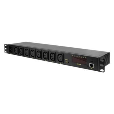 LogiLink PDU8P01 19 inch Stekkerdoos voor patchkast 1 HE Apparaatcontactdoos C13 10A Vast inbouw Zwart