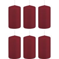 6x Kaarsen bordeauxrood 6 x 12 cm 40 branduren sfeerkaarsen   -