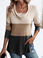 Split Joint Contrast Stitching Casual Loose Shirt